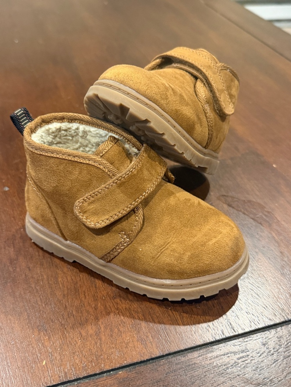 Cat & Jack Kids Suede Hook-and-Loop Boots in Camel